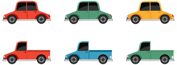 Uppsättning Tecknade Bil Och Lastbil Illustration — Stock vektor