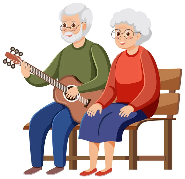 Senior Couple Playing Music Illustration — Stock Vector
