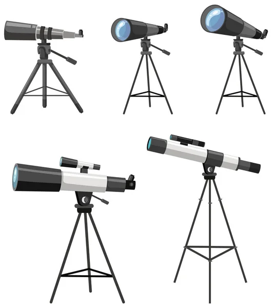 Állvány Illusztrációs Teleszkópgyűjtemény — Stock Vector