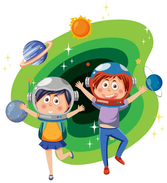 Kinder Der Astronomie Thema Illustration — Stockvektor