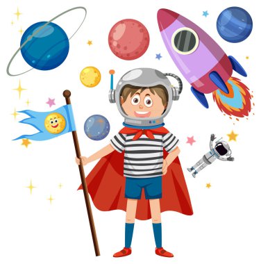 Astronot miğferi takan çocuk.