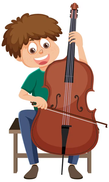 Een Jongen Die Cello Illustratie Speelt — Stockvector