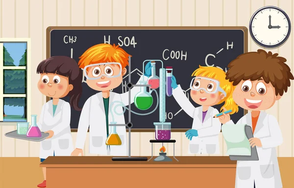Student Kids Science Classroom Illustration — Stock Vector