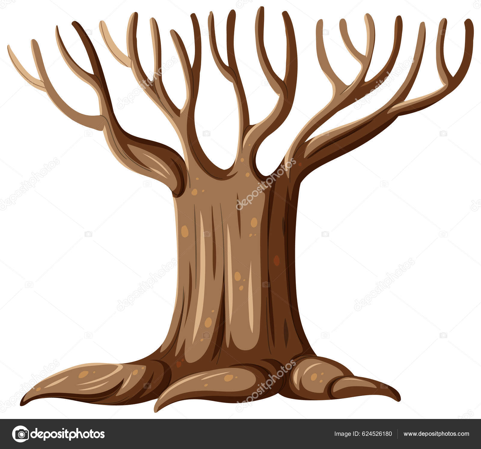 Árbol Aislado Sin Hojas Ilustración Dibujos Animados Vector de stock  #624526180 de ©brgfx, image size:1600x1495