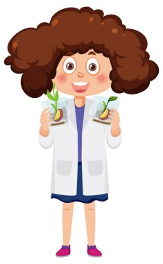 Laboratuvar önlüğü giyen bilim adamı kız