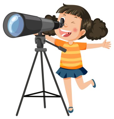 Teleskop resimlerinden bakan bir kız.