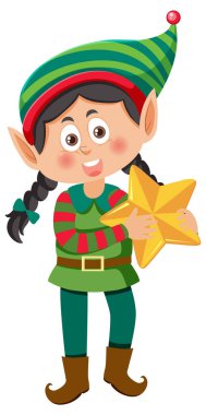 Noel elfi kız çizgi film karakteri çizimi