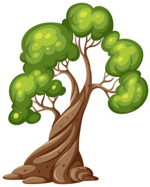 İzole bir ağaç karikatürü çizimi