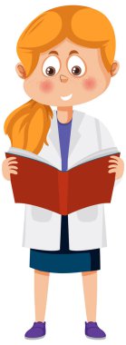 Sevimli bilim kadını çizgi film karakteri çizimi