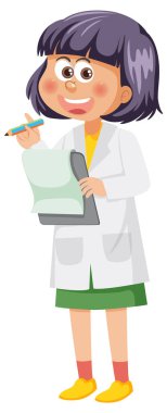 Bilim elbisesi giymiş bir kız.