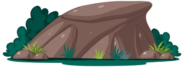 Roca Marrón Con Ilustración Aislada Hierba — Archivo Imágenes Vectoriales