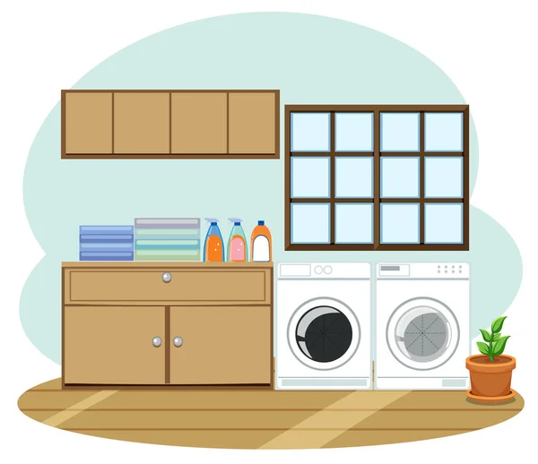 Laundry Room Objects Set Illustration — Stock Vector