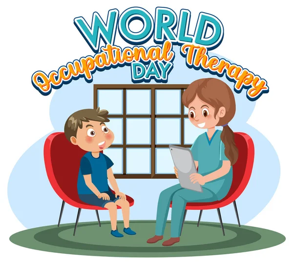 Journée Mondiale Ergothérapie Illustration Conception Texte — Image vectorielle