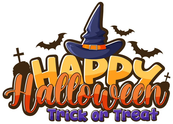 Logotipo Halloween Feliz Con Ilustración Sombrero Bruja — Archivo Imágenes Vectoriales