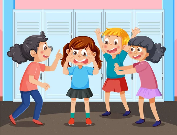 Kinder Mobben Ihren Freund Der Schule — Stockvektor