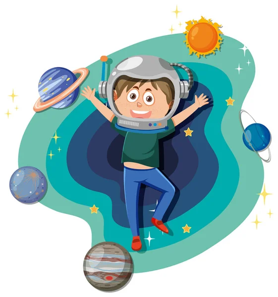 Crianças Astronomia Desenho Animado Ilustração Estilo — Vetor de Stock
