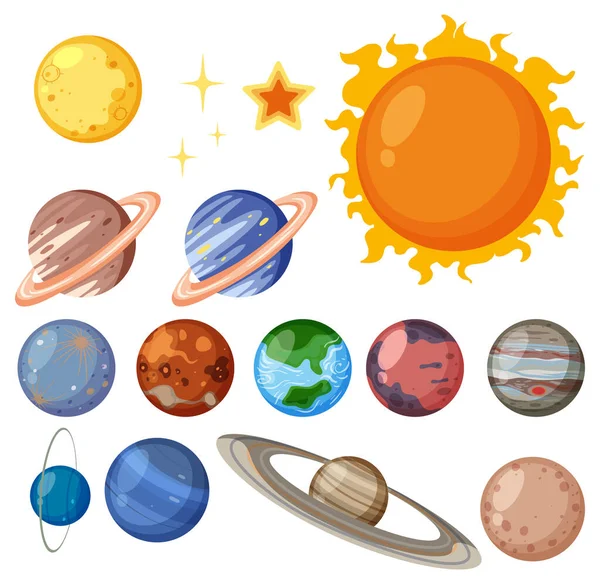 Naprendszer Bolygók Készlete Illusztráció — Stock Vector