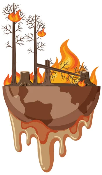 Bushfire Világon Elszigetelt Illusztráció — Stock Vector