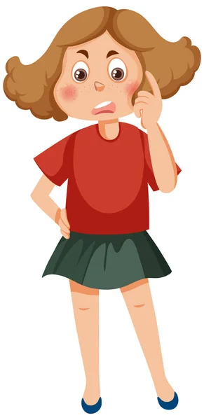 stock vector Scowl girl standing akimbo pose illustration