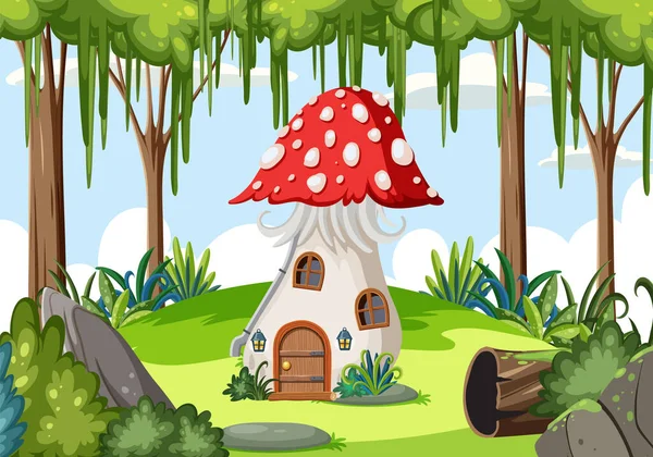 Fantasia Casa Mistério Ilustração Floresta — Vetor de Stock