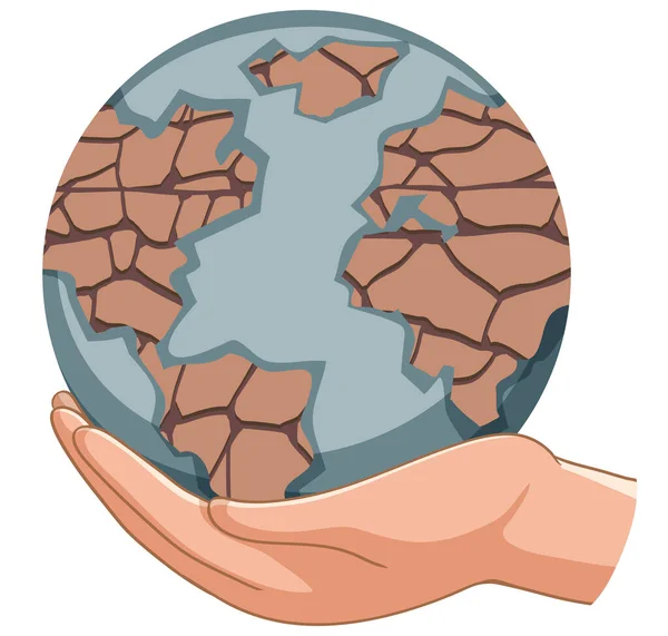 Droogte Getroffen Gebied Wereld Door Opwarming Van Aarde Illustratie — Stockvector