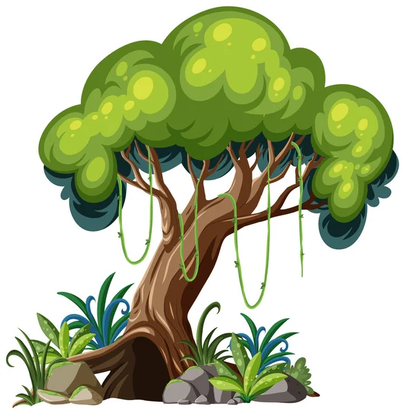 Izolovaná Kreslená Ilustrace Stromu — Stockový vektor
