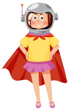 Astronot başlığı takan kahraman kız.