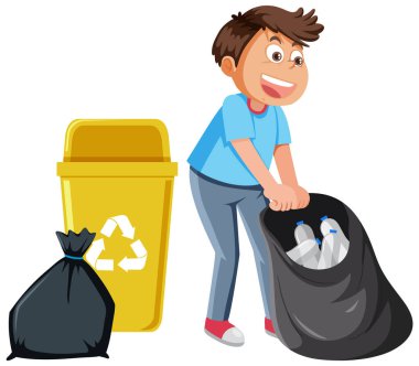 Çocuk temizleme illüstrasyonunun çizgi film karakteri