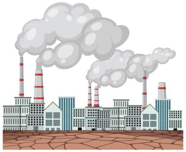 Fabrika zehirli gaz illüstrasyonu yayıyor.