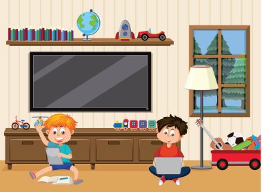 Çocuklar evde resim dersinde online öğreniyor