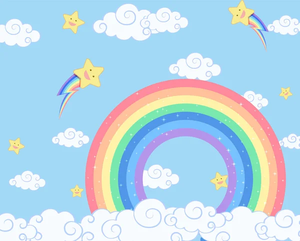 Schattig Pastel Regenboog Achtergrond Illustratie — Stockvector