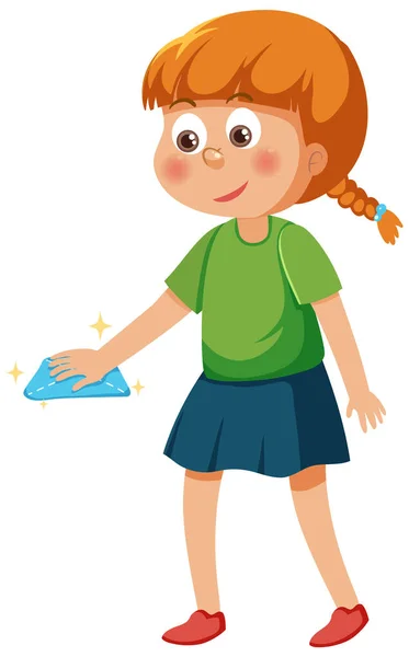 Personaje Dibujos Animados Niños Limpieza Ilustración — Vector de stock