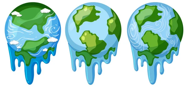 Schmelzende Erde Globus Vektor Illustration — Stockvektor