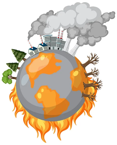 Παράγοντες Του Φαινομένου Του Θερμοκηπίου Και Απεικόνιση Της Υπερθέρμανσης Του — Διανυσματικό Αρχείο