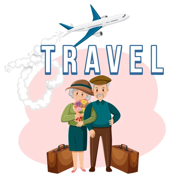 Elderly Couple Travelers Vector Illustration — Stock Vector