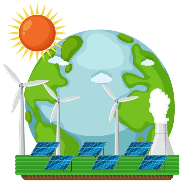 Energia Verde Salvar Ilustração Terra — Vetor de Stock