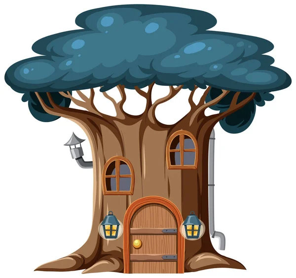 Isolado Fantasia Mistério Árvore Casa Ilustração —  Vetores de Stock