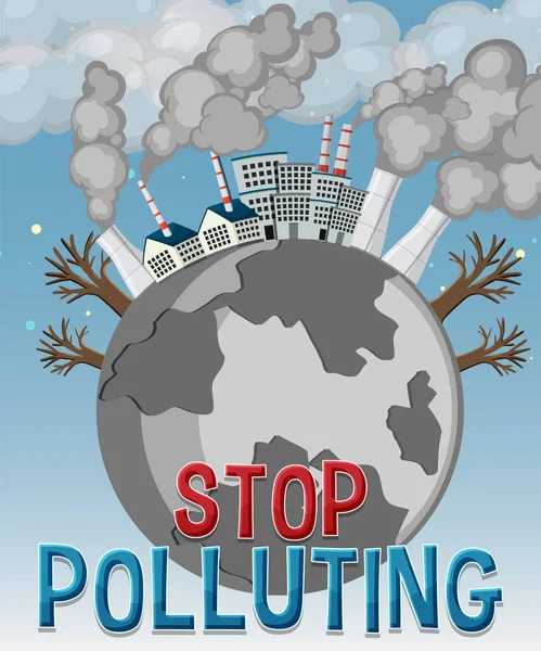 Stop Pollution Banner Vector Concept Illustration — Stock Vector