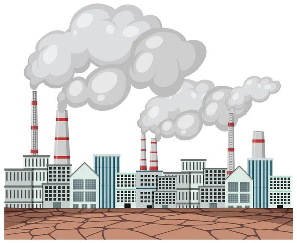 Fabrika Zehirli Gaz Illüstrasyonu Yayıyor — Stok Vektör