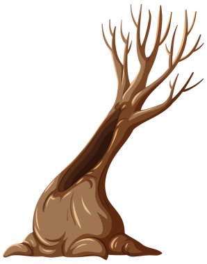 Yapraksız izole ağaç çizimi