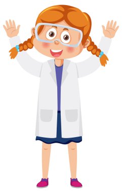 Bilim kadını çizgi film karakteri çizimi