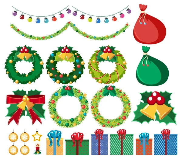 Christmas Ornaments Isolated Set Illustration — Stock Vector
