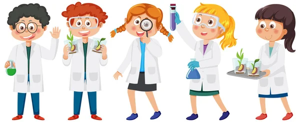 Kids Wearing Lab Coats Illustration — Stock Vector