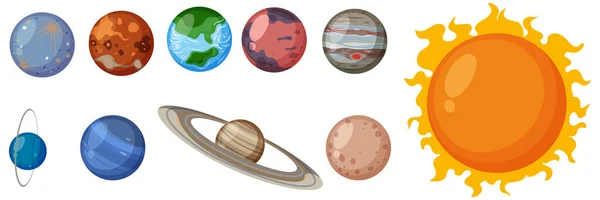 Set Van Zonnestelsel Planeten Illustratie — Stockvector