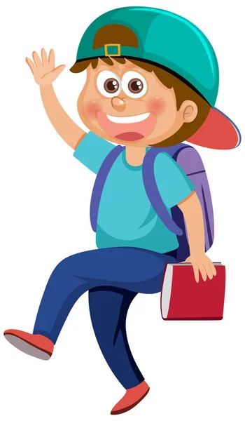 Student Boy Cartoon Character Illustration — Stockvektor