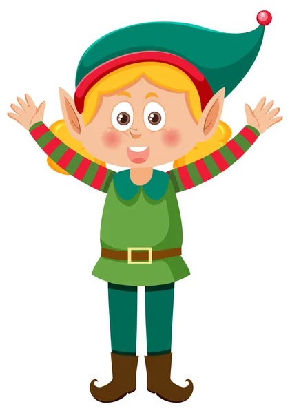 Boże Narodzenie Elf Dziewczyna Kreskówka Postać Ilustracja — Wektor stockowy