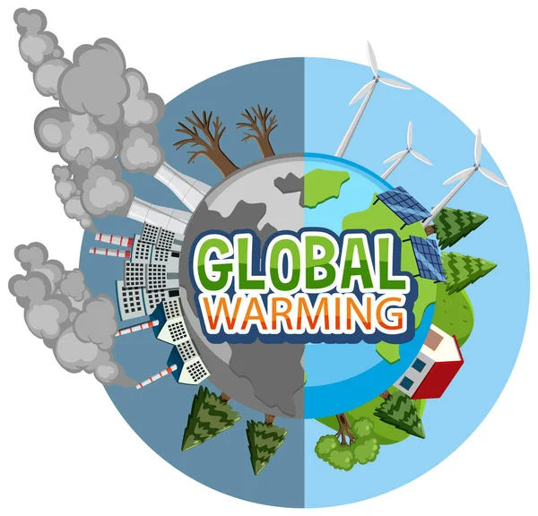 Illustration Concept Vectoriel Réchauffement Climatique — Image vectorielle