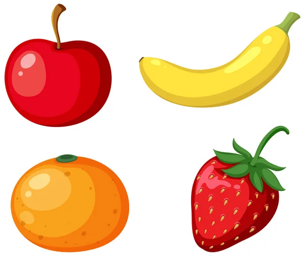 Gruppo Frutti Isolato Illustrazione — Vettoriale Stock