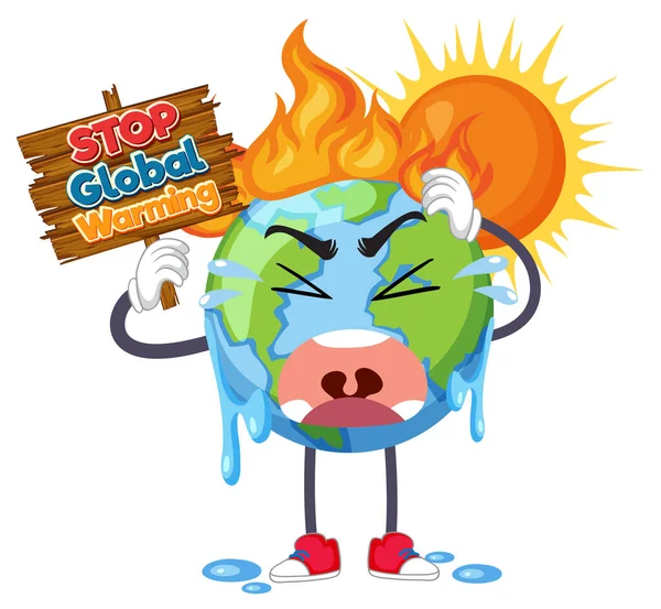 Stop Global Warming Vector Concept Illustration — Stock Vector
