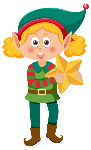 Natal Elfo Menina Desenho Animado Personagem Ilustração — Vetor de Stock